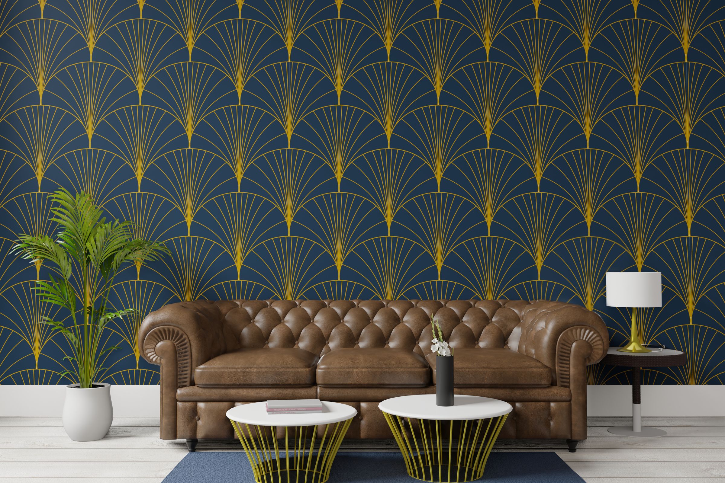 Luxury wallpaper installation with designer patterns