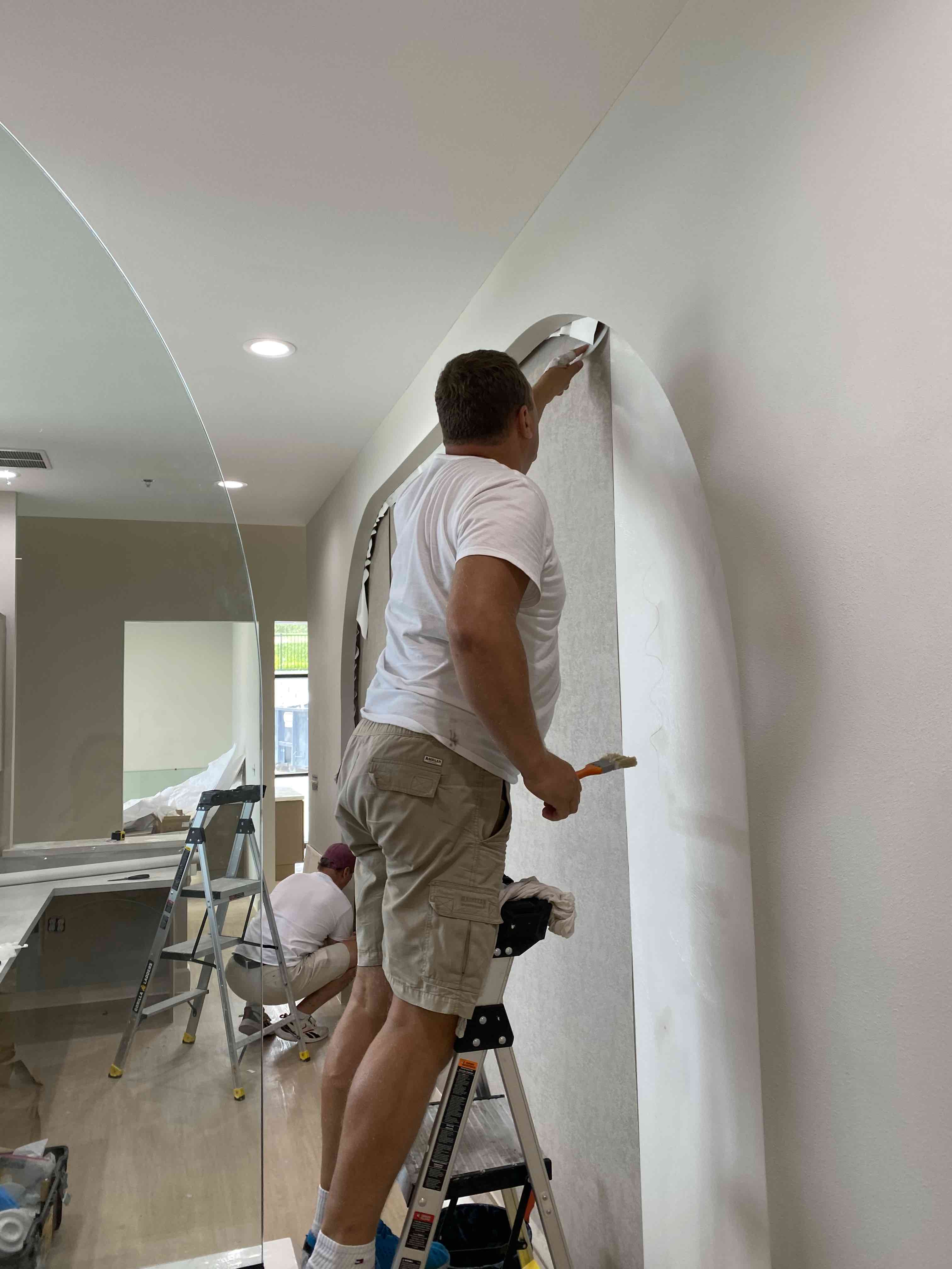 Professional wallpaper hanging process